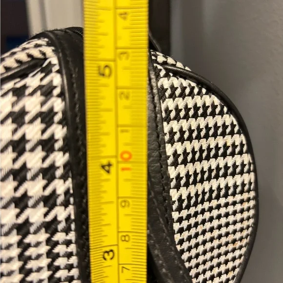 Ralph Lauren Black White Houndstooth Barrel Baguette Shoulder Bag | 11x5x3.5" - Picture 10 of 12